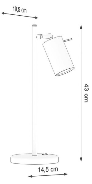 Бяла метална настолна лампа (височина 43 cm) Etna – Sollux