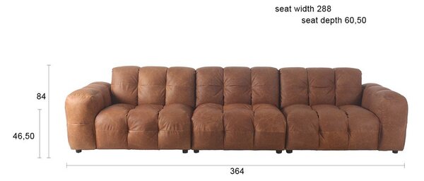 Кожен модулен диван в цвят кафяв коняк 364 cm Hackman – Dutchbone