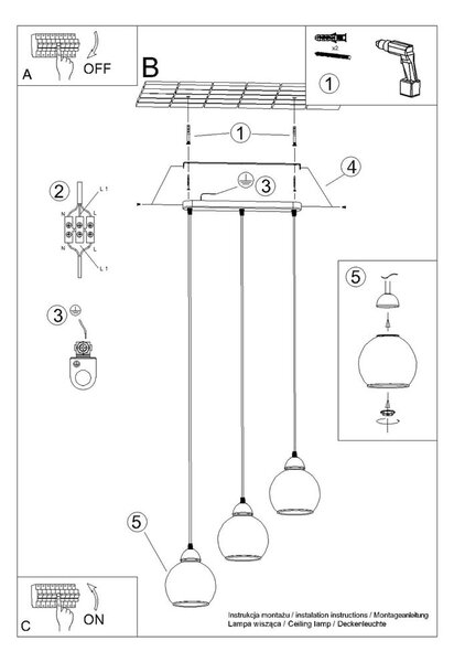 Черно висящо осветително тяло ø 15 cm Grande - Nice Lamps