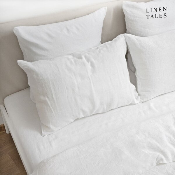 Бял еластичен ленен чаршаф 200x200 cm White – Linen Tales