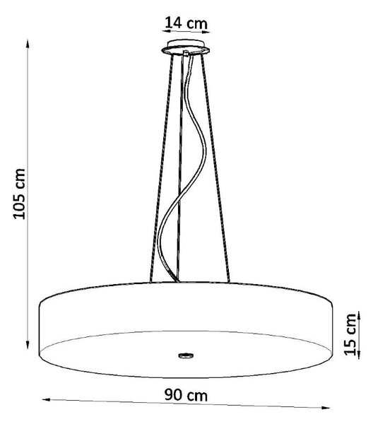 Черно висящо осветително тяло с текстилен абажур ø 90 cm Herra – Nice Lamps