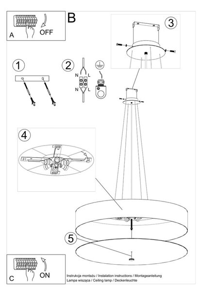 Бяло висящо осветително тяло с текстилен абажур ø 90 cm Herra – Nice Lamps