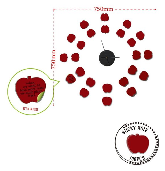Стенен часовник Ябълки, ⌀ 75 cm - Mauro Ferretti