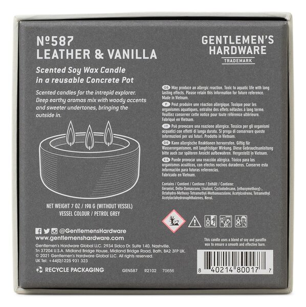 Свещ от соев восък с време на горене 40 h Leather & Vanilla – Gentlemen's Hardware