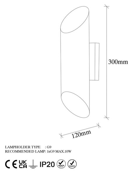 Бяла стенна лампа ø 8 cm Cut – Opviq lights