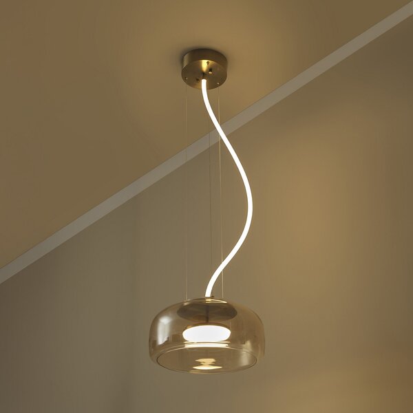 OSRAM LED висяща лампа DECOR GLOW, кехлибар/злато, Ø 38 см, осветява, Злато / месинг, Дневна/трапезария, Стъкло, Модерен