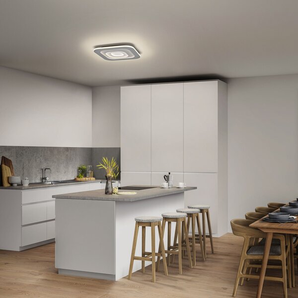 OSRAM LED таванна лампа ORBIS SPIRAL SQUARE, 36 x см, сива, Затъмняване, Сив, Дневна/трапезария, Метал, Модерен