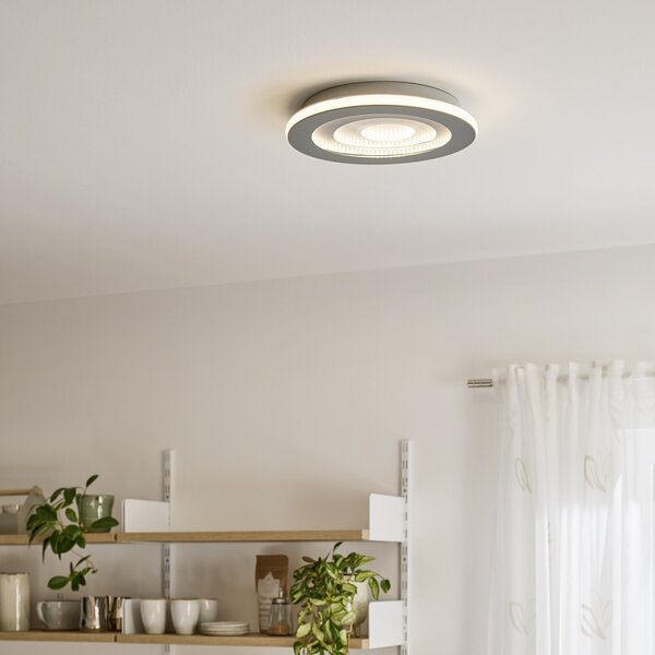 OSRAM LED таванна лампа ORBIS SPIRAL CENTRAL LIGHT на OSRAM, Ø 40 см, сива, Затъмняване, Сив, Дневна/трапезария, Метал, Модерен