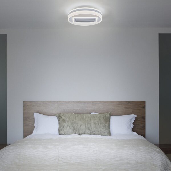 OSRAM LED тавански вентилатор GRILL, Ø 50 см, бял, с дистанционно управление, Затъмняване, Бял, Дневна/трапезария, Метал, Модерен