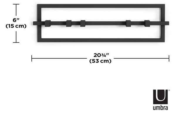 Черна метална закачалка за стена Cubiko - Umbra