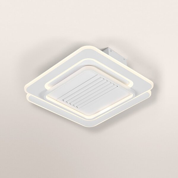 OSRAM LED тавански вентилатор GRILL 55x55 см, бял, с дистанционно управление, Затъмняване, Бял, Дневна/трапезария, Метал, Модерен