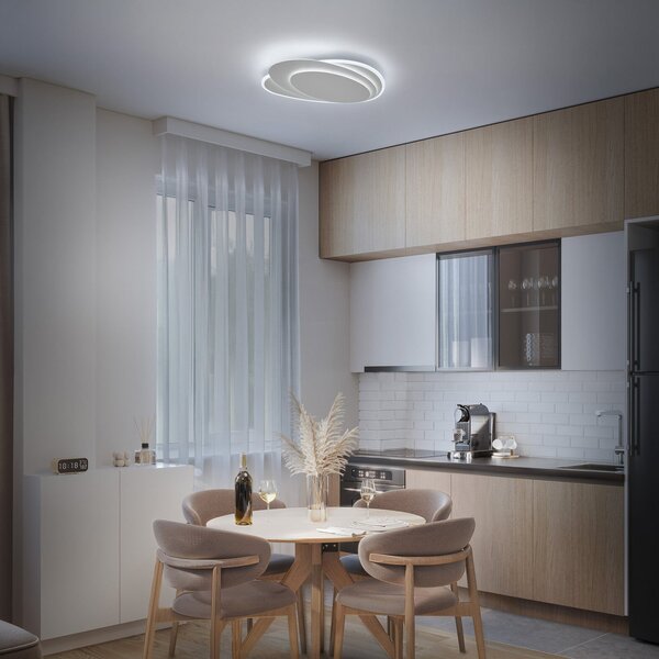 OSRAM LED таванна лампа ORBIS LAYERS, бяла, 49 x 36 см, CCT, Затъмняване, Бял, Дневна/трапезария, Метал, Модерен