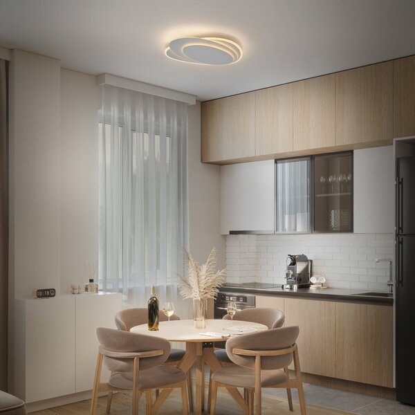 OSRAM LED таванна лампа ORBIS LAYERS, бяла, 49 x 36 см, CCT, Затъмняване, Бял, Дневна/трапезария, Метал, Модерен