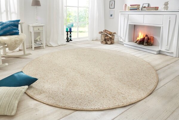 Кремав кръгъл килим ø 133 cm Wolly – BT Carpet