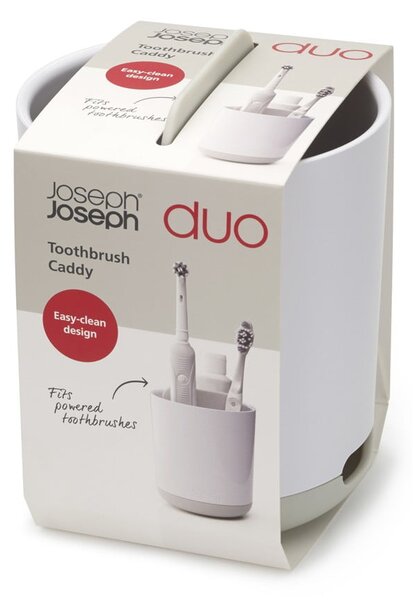Бяла пластмасова чаша за четки за зъби Duo – Joseph Joseph
