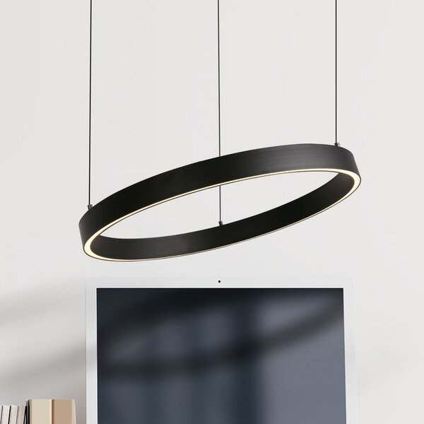 Searchlight LED висяща лампа Layla, черна, Ø 44 см CCT, с регулируема височина, Затъмняване, Черен, Дневна/трапезария, Метал, Модерен