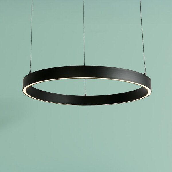 Searchlight LED висяща лампа Layla, черна, Ø 64 см CCT, с регулируема височина, Затъмняване, Черен, Дневна/трапезария, Метал, Модерен