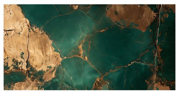 Картина на платно – Луксозна зелено-златна мраморна композиция