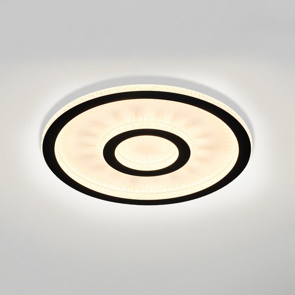 Searchlight LED таванна лампа Roundel, бяла/черна, Ø 35 см, желязо/акрил, Затъмняване, Бял, Дневна/трапезария, Метал, Модерен