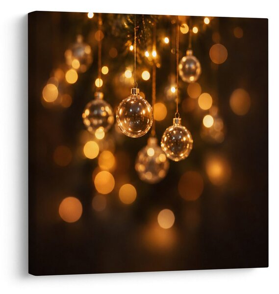 Картина на платно – Празнични украси със златист блясък