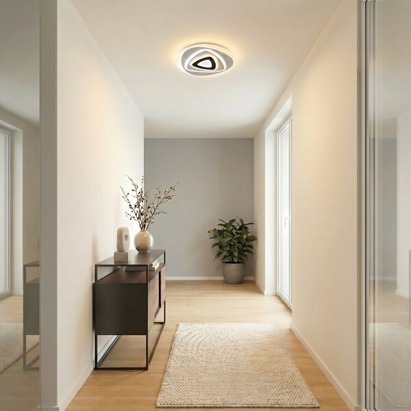 Lindby LED плафон Rebeka, Ø 70 cm, CCT, дистанционно управление, Затъмняване, Бял, Дневна/трапезария, Пластмаса, Модерен