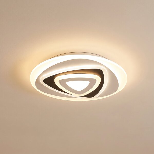 Lindby LED осветление за таван Rebeka, Ø 50 cm, CCT, дистанционно управление, Затъмняване, Черен, Дневна/трапезария, Пластмаса, Модерен