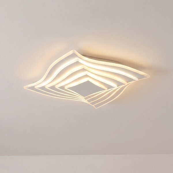 Lindby LED плафон Rebeka, 47x47cm, CCT, дистанционно управление, Затъмняване, Бял, Дневна/трапезария, Метал, Модерен