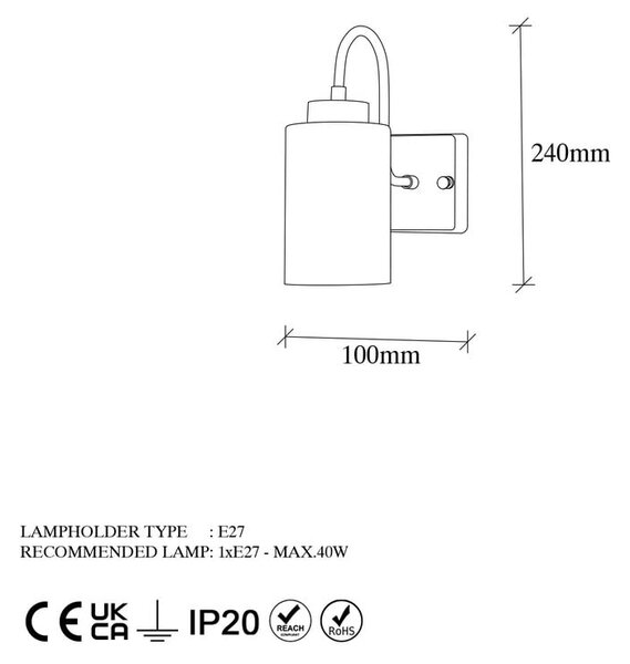 Черно-бял стенна лампа ø 10 cm Duzsuz – Opviq lights