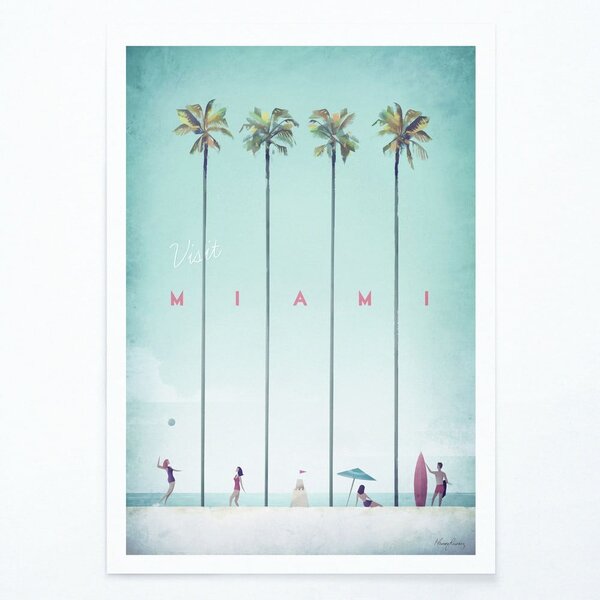 Плакат , 30 x 40 cm Miami - Travelposter