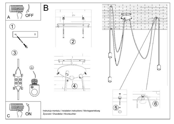 Черно висящо осветително тяло 300x300 cm Spider - Nice Lamps