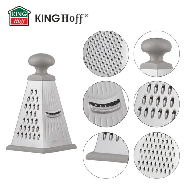 Ренде за зеленчуци Kinghoff KH 1988, 4 повърхности, Силиконово дъно, Инокс