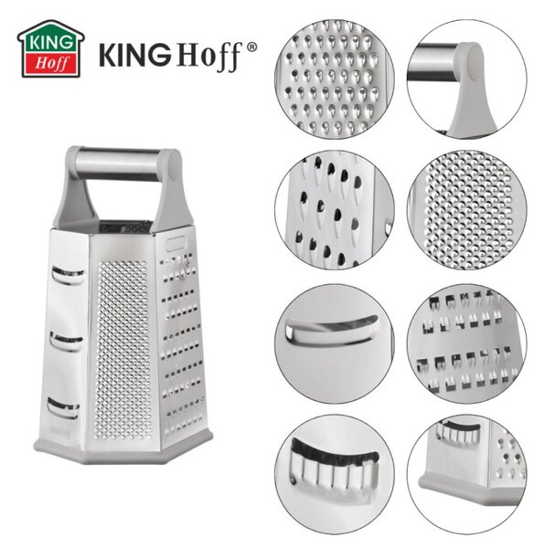 Ренде за зеленчуци Kinghoff KH 1991, 4-странно, 6 повърхности, Неръждаема стомана, Сребрист