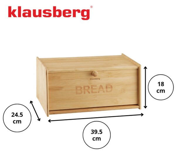Кутия за хляб Klausberg KB 7933, 39.5 см, Бамбук, Кафяв