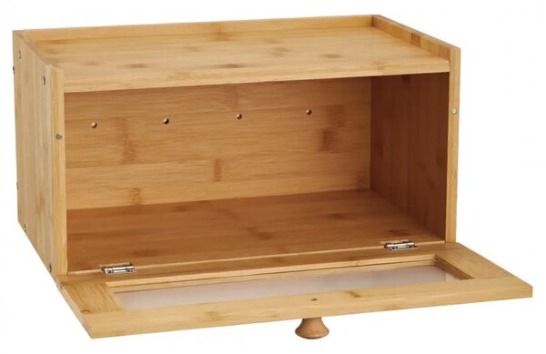 Кутия за хляб Klausberg KB 7923, 35.5 см, Акрилно прозорче, Бамбук, Кафяв