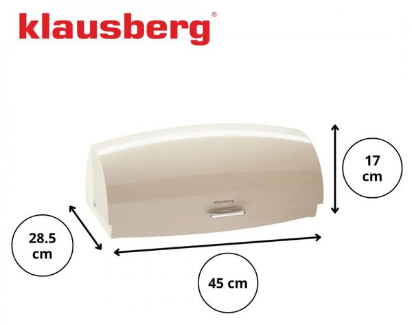 Кутия за хляб Klausberg KB 7932, 45 см, Ергономична дръжка, Метална, Бежов