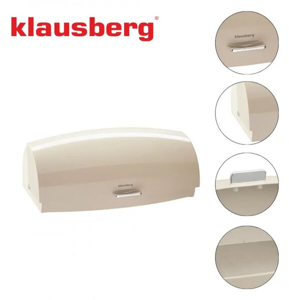 Кутия за хляб Klausberg KB 7932, 45 см, Ергономична дръжка, Метална, Бежов