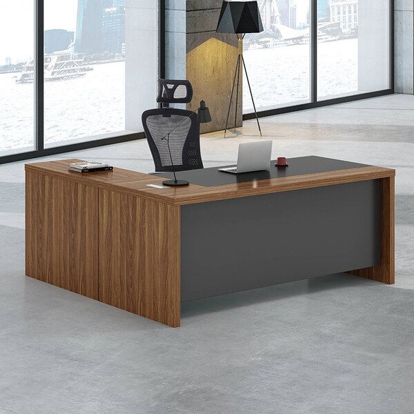 Ъглово бюро с обратим монтаж Оскар орех - въглища 200x188,6x76см