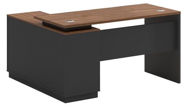Ъглово бюро с дясна част Оскар орех - антрацит 160x140x76см