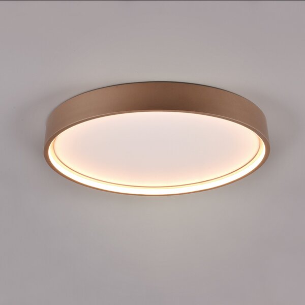 Trio Lighting LED осветление за таван Doha, CCT, цвят кафе, Кафяв / ръждив, Дневна/трапезария, Метал, Кръгла стена
