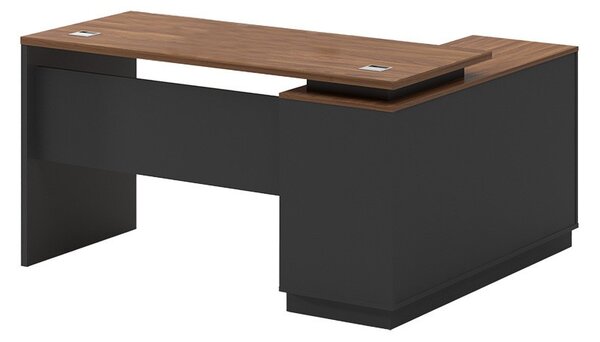 Ъглово бюро с лява част Оскар орех - антрацит 160x140x76см