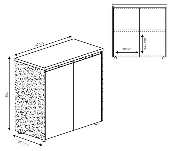 Конзола Оскар орех - антрацит 80x40x80см