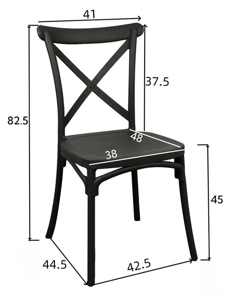 Градински стол Crossie Pako Pako World Black 38x46.5x82 cm
