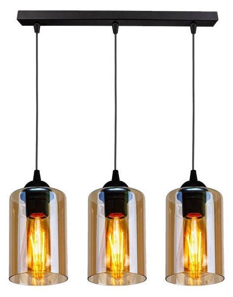 Черна висяща лампа със стъклен абажур 10x55 cm Bistro - Candellux Lighting