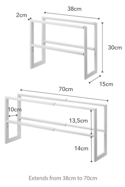 Бяла метална телескопична стойка за обувки Line - YAMAZAKI