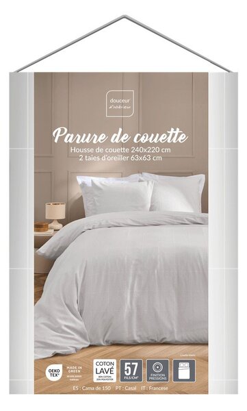 Бяло двойно удължено спално бельо 240x220 cm Linella – douceur d'intérieur