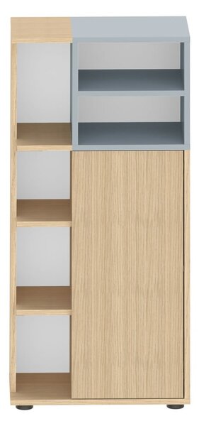 Сив нисък шкаф за баня в дъбов декор 50x109 cm Kube - TemaHome