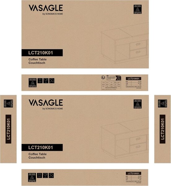 Масичка за кафе Vasagle Beige 100x50x48,5 cm