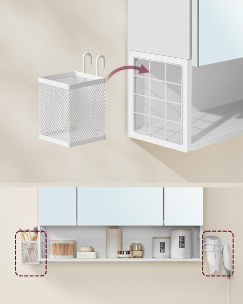 Шкаф за баня с огледало White Vasagle 70x16.5x75 cm