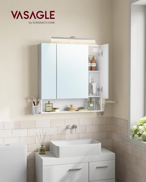 Шкаф за баня с огледало White Vasagle 70x16.5x75 cm