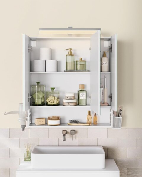 Шкаф за баня с огледало White Vasagle 70x16.5x75 cm